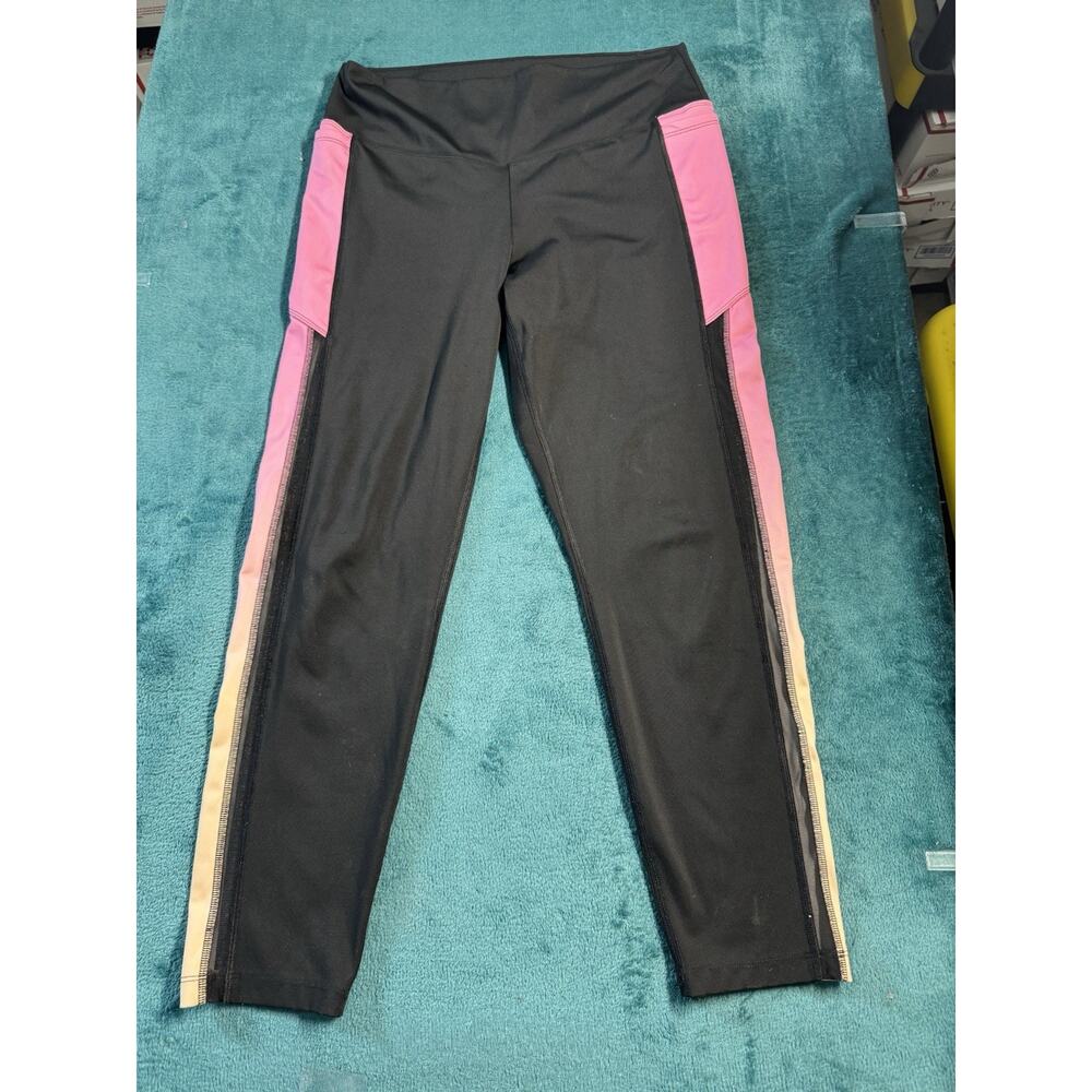 Victorias Secret Pants Size Large Womens Black Mesh Ladies Ombre Side Stripe